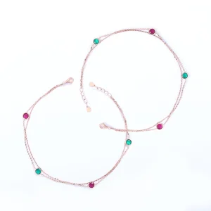 Multicoloured eternity anklet