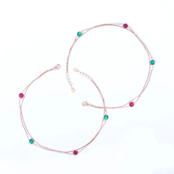 Multicoloured eternity anklet