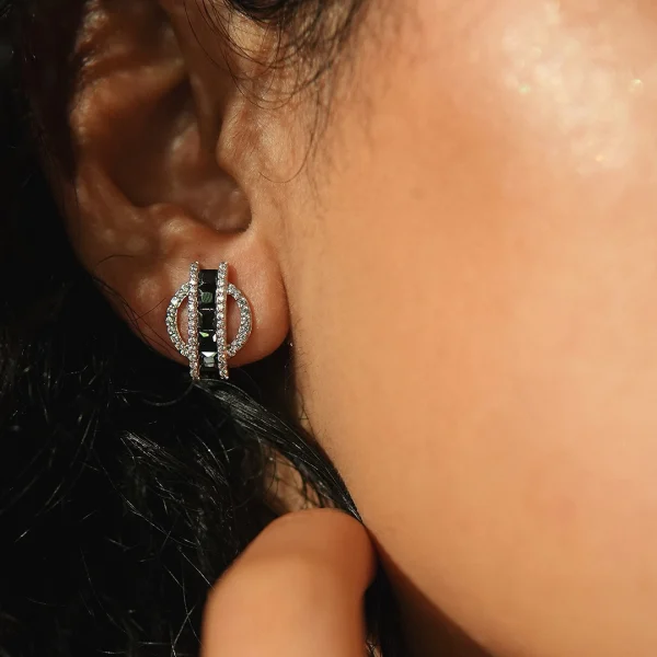 Black stone wrap earrings - Image 3