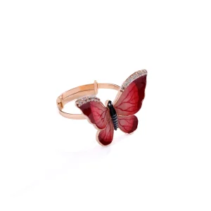 Fiery red butterfly ring
