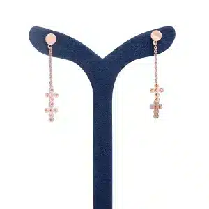 Dangling double cross earrings