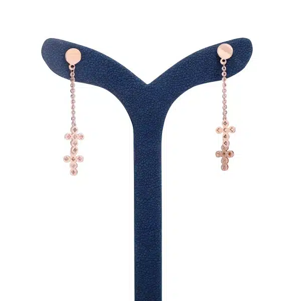 Dangling double cross earrings
